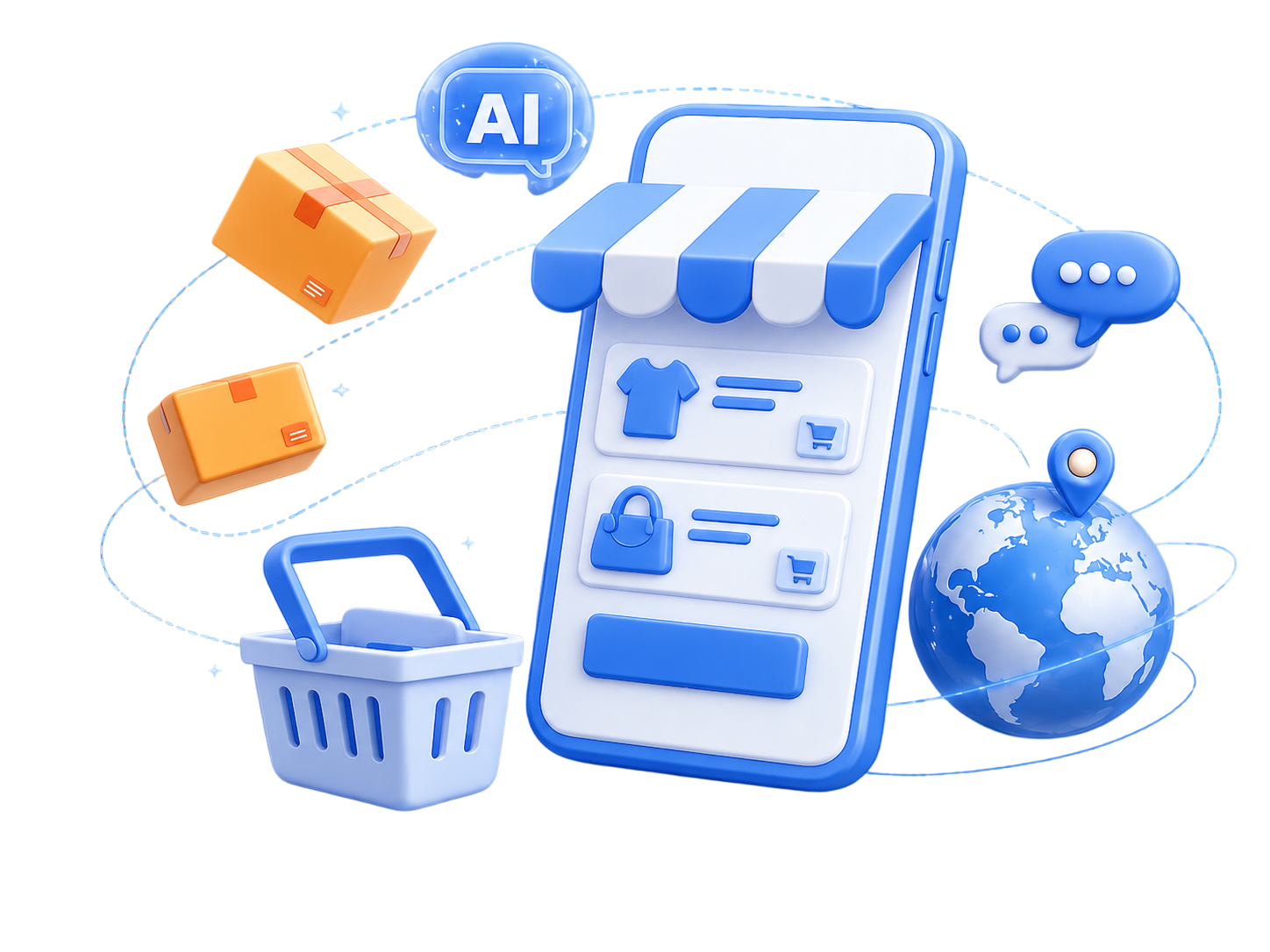 Illustration representing the evolution of commerce