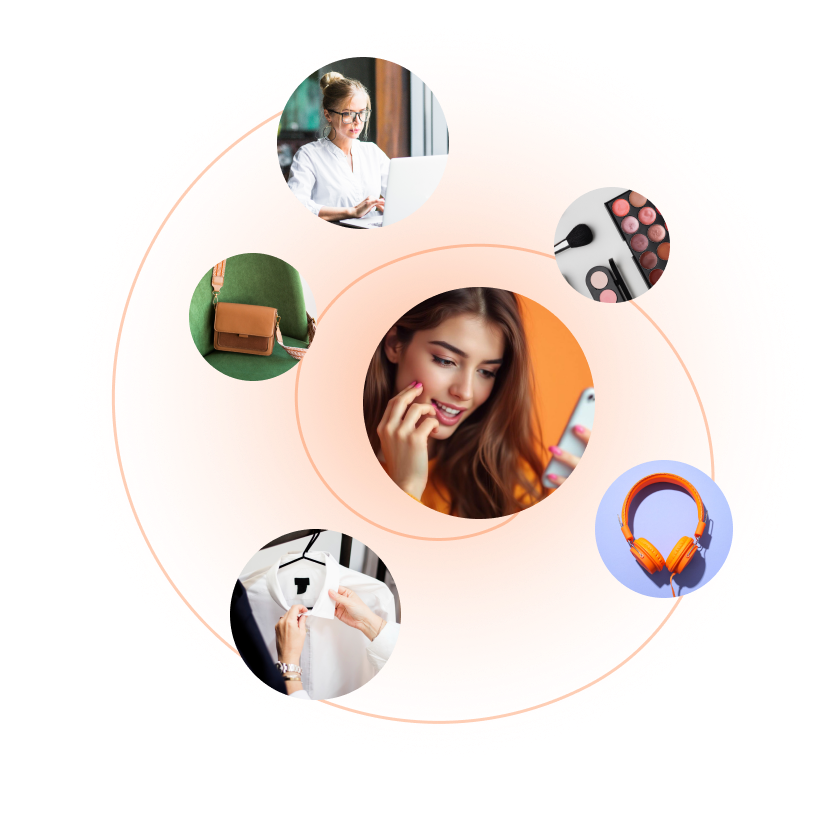 Illustration of the ShopO commerce network connecting brands, assistants and consumers